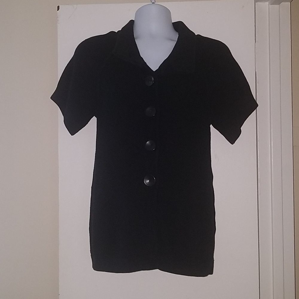 Banana Republic Black Short Sleeve Knit Cardigan
